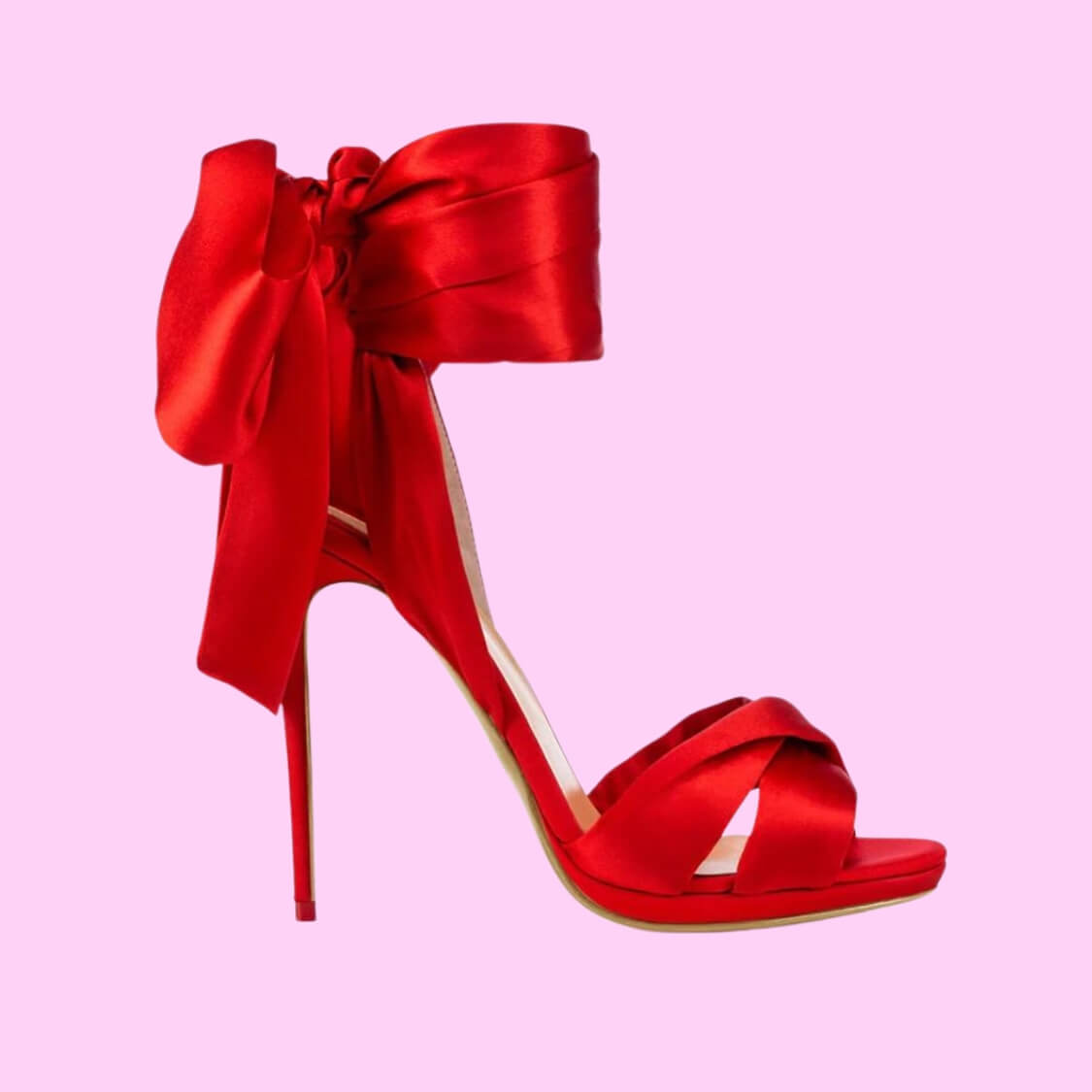 Red Satin High Heel Sandals