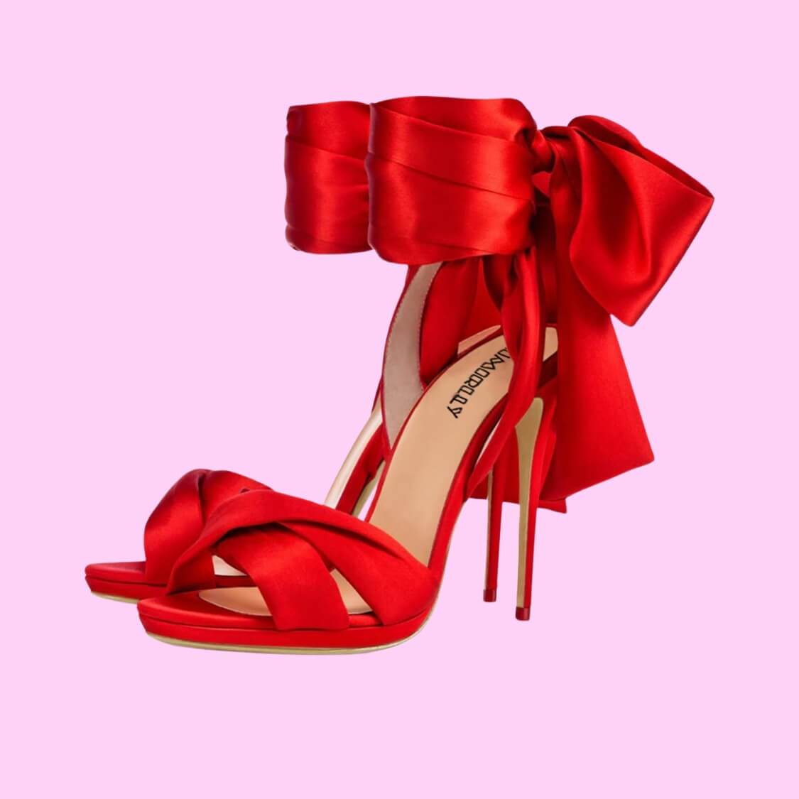 Red Satin High Heel Sandals