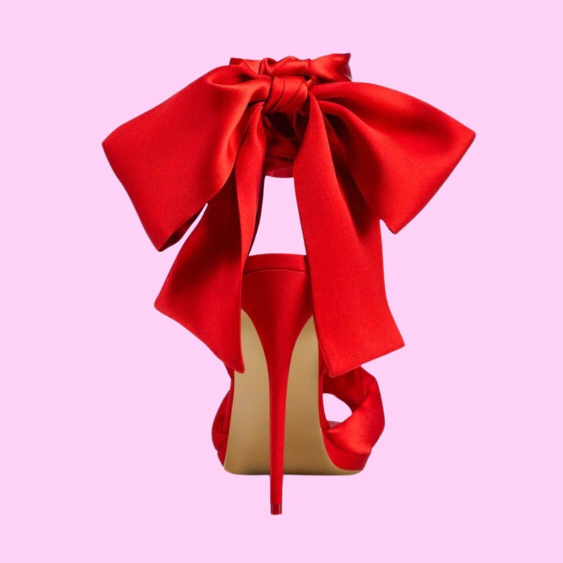 Red Satin High Heel Sandals