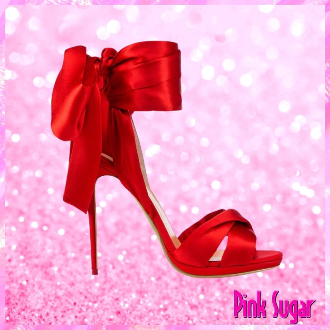 Red Satin High Heel Sandals