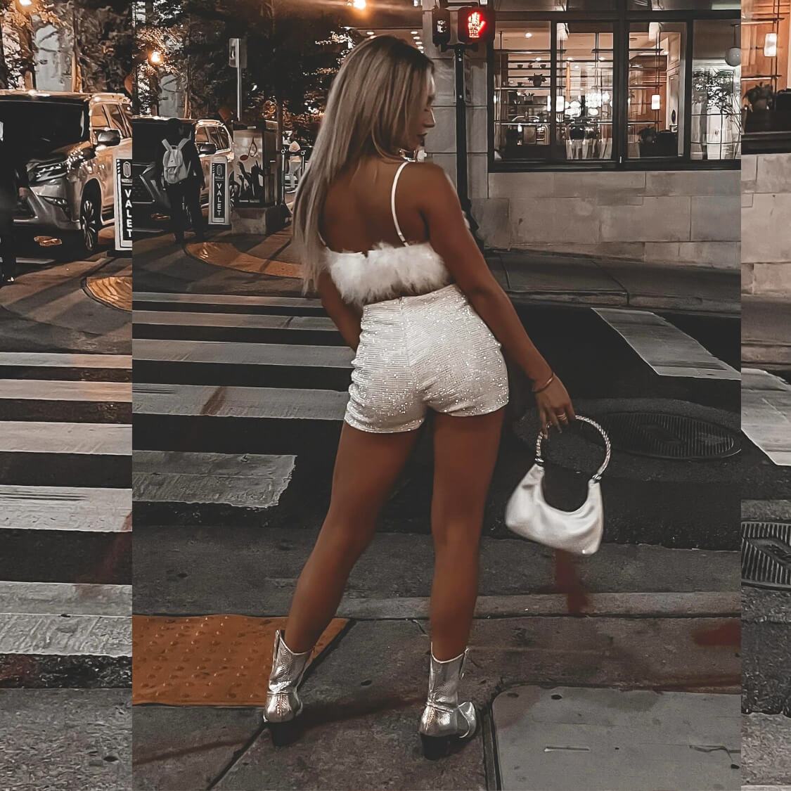 Rhinestone High Waist Shorts White