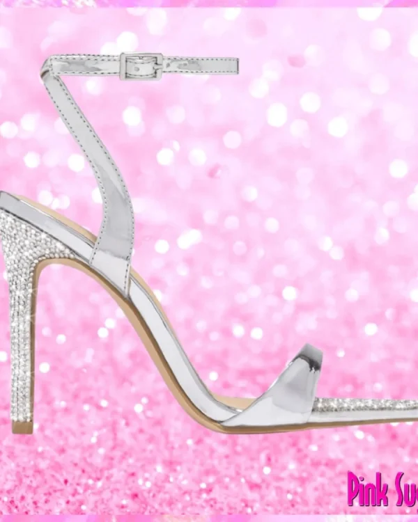 Rhinestone Stiletto Sandals Silver