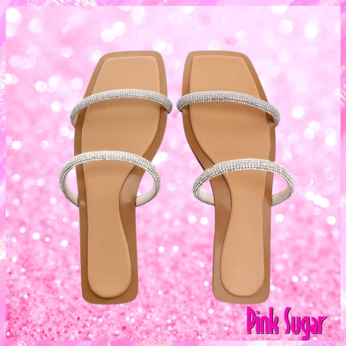 Rhinestone Strap Flat Sandals