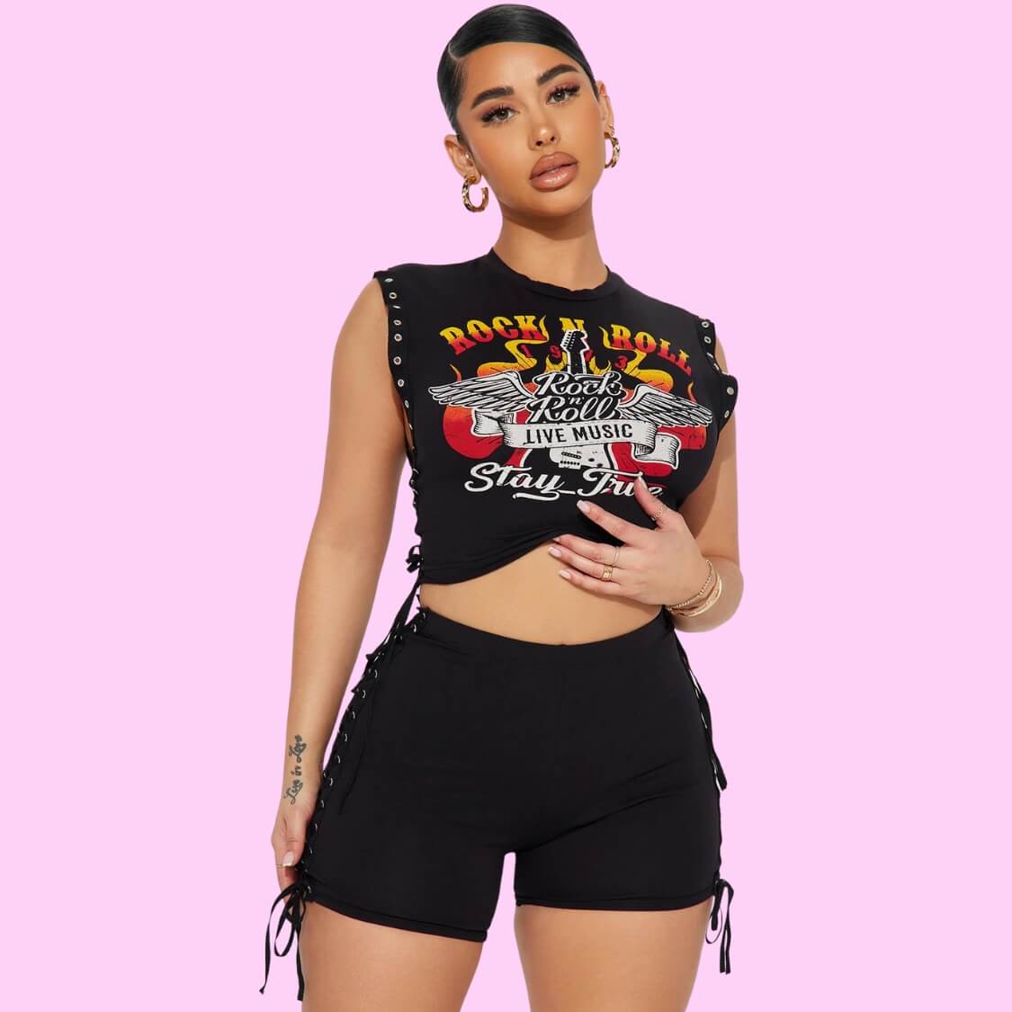 Rock N Roll Tie Side Tee