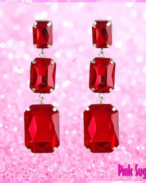 Ruby Crystal Drop Earrings