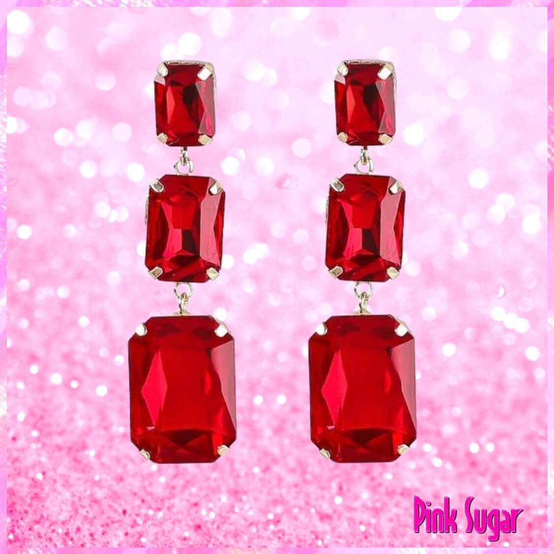 Ruby Crystal Drop Earrings