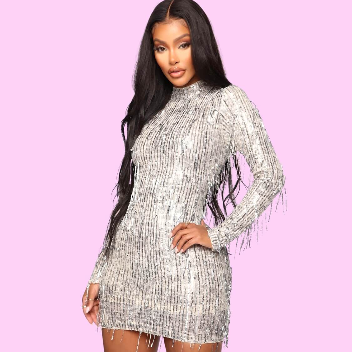 Sequin Tassel Mini Dress