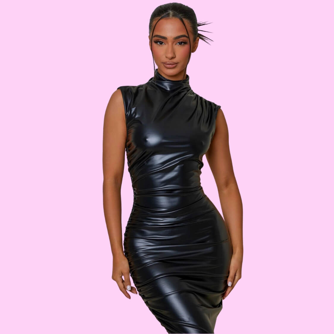 Sleeveless High Neck Midi Dress