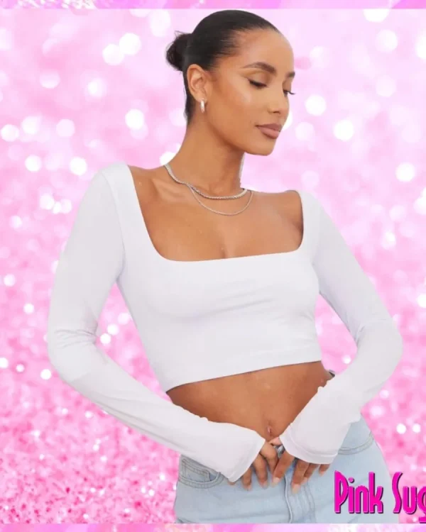 Slinky Square Neck Crop Top