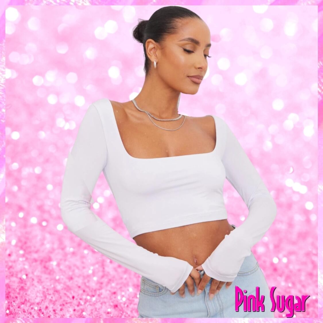 Slinky Square Neck Crop Top