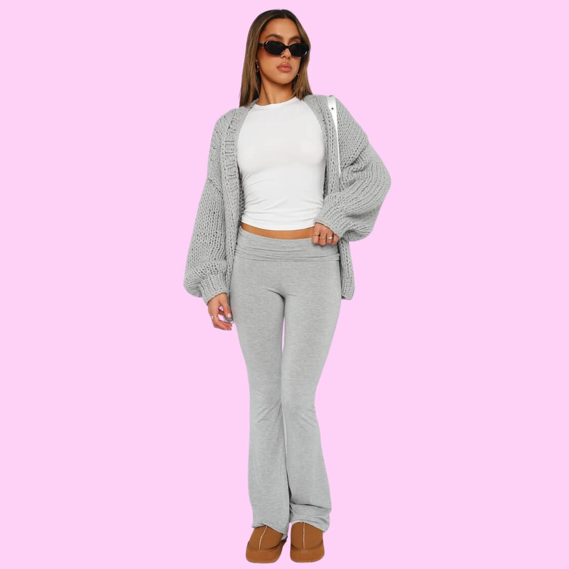 Stretch Pants Leggings Grey Marle