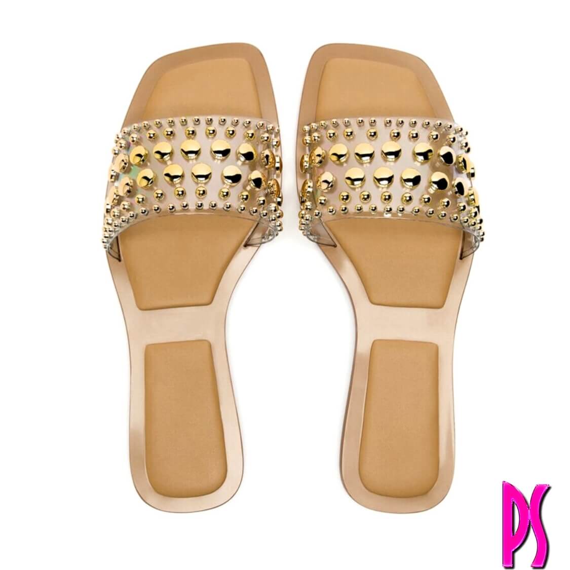 Studded Vinyl Flat Sandals