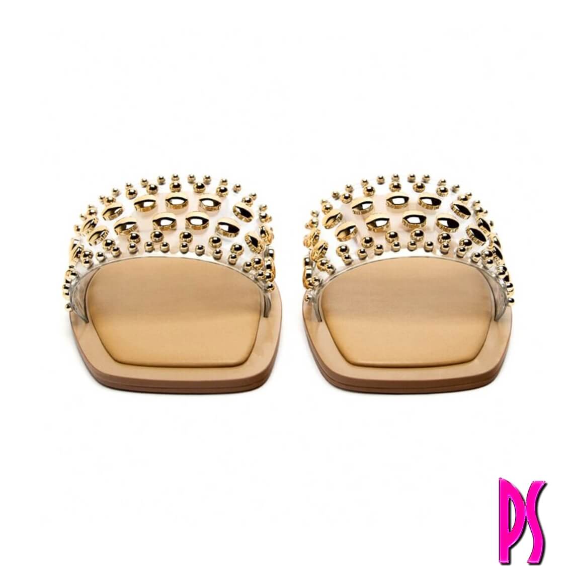 Studded Vinyl Flat Sandals