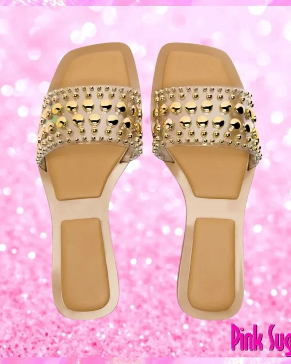 Studded Vinyl Flat Sandals
