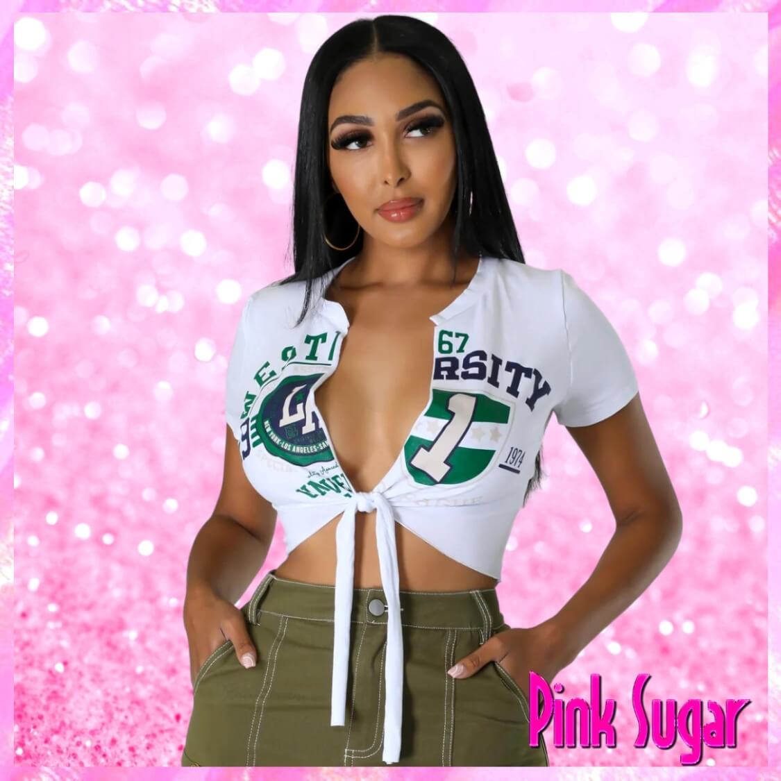 University Babe Crop Tie Top