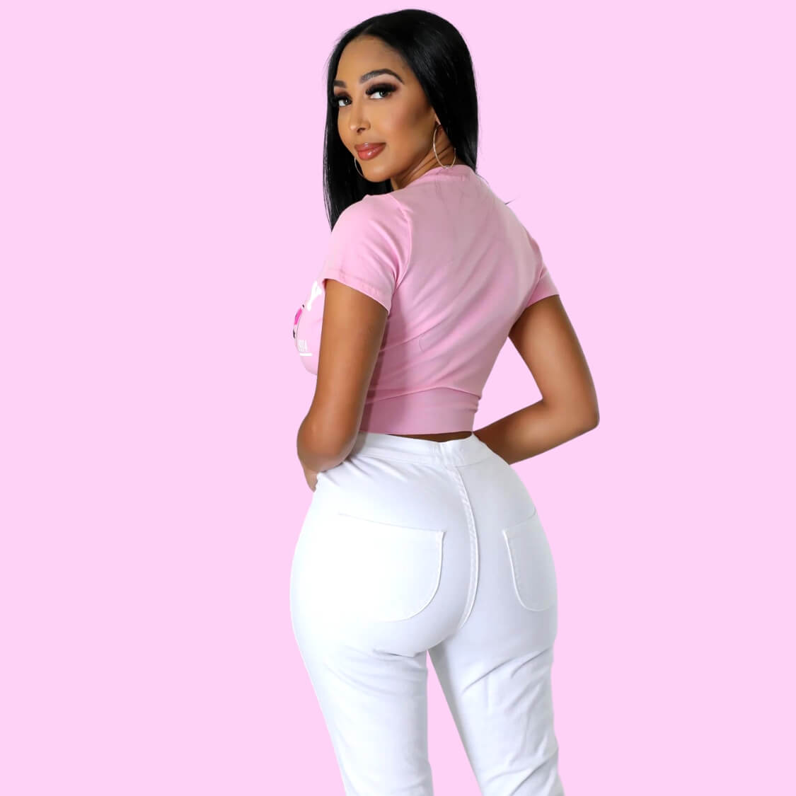 University Babe Crop Tie Top Pink
