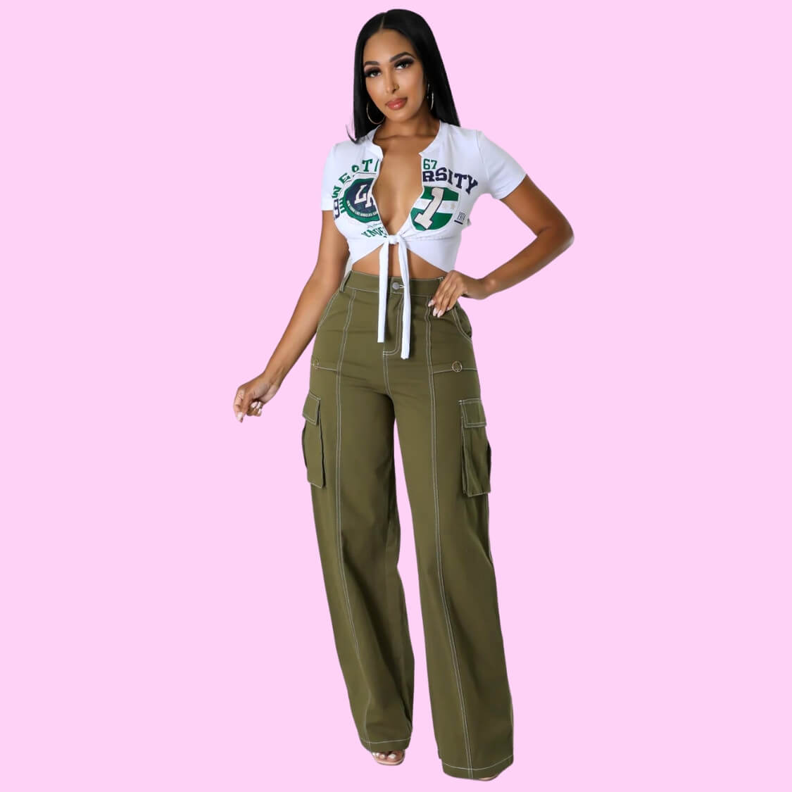 University Babe Crop Tie Top