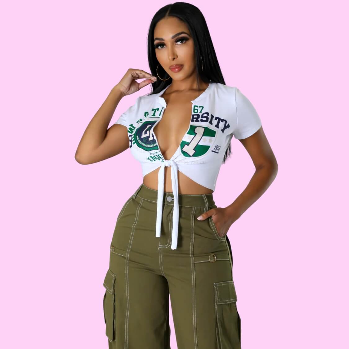 University Babe Crop Tie Top
