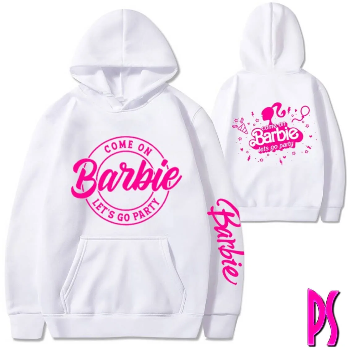 White Fleece Barbie Hoodie