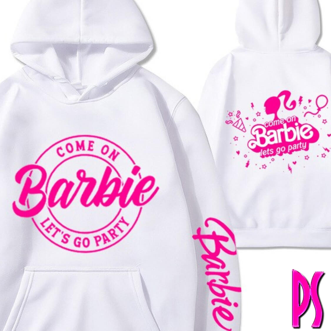 White Fleece Barbie Hoodie