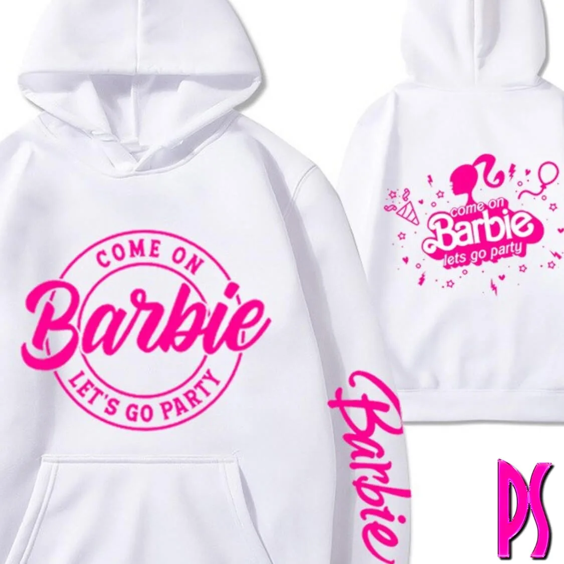 White Fleece Barbie Hoodie