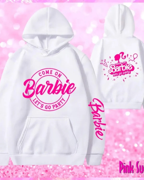 White Fleece Barbie Hoodie