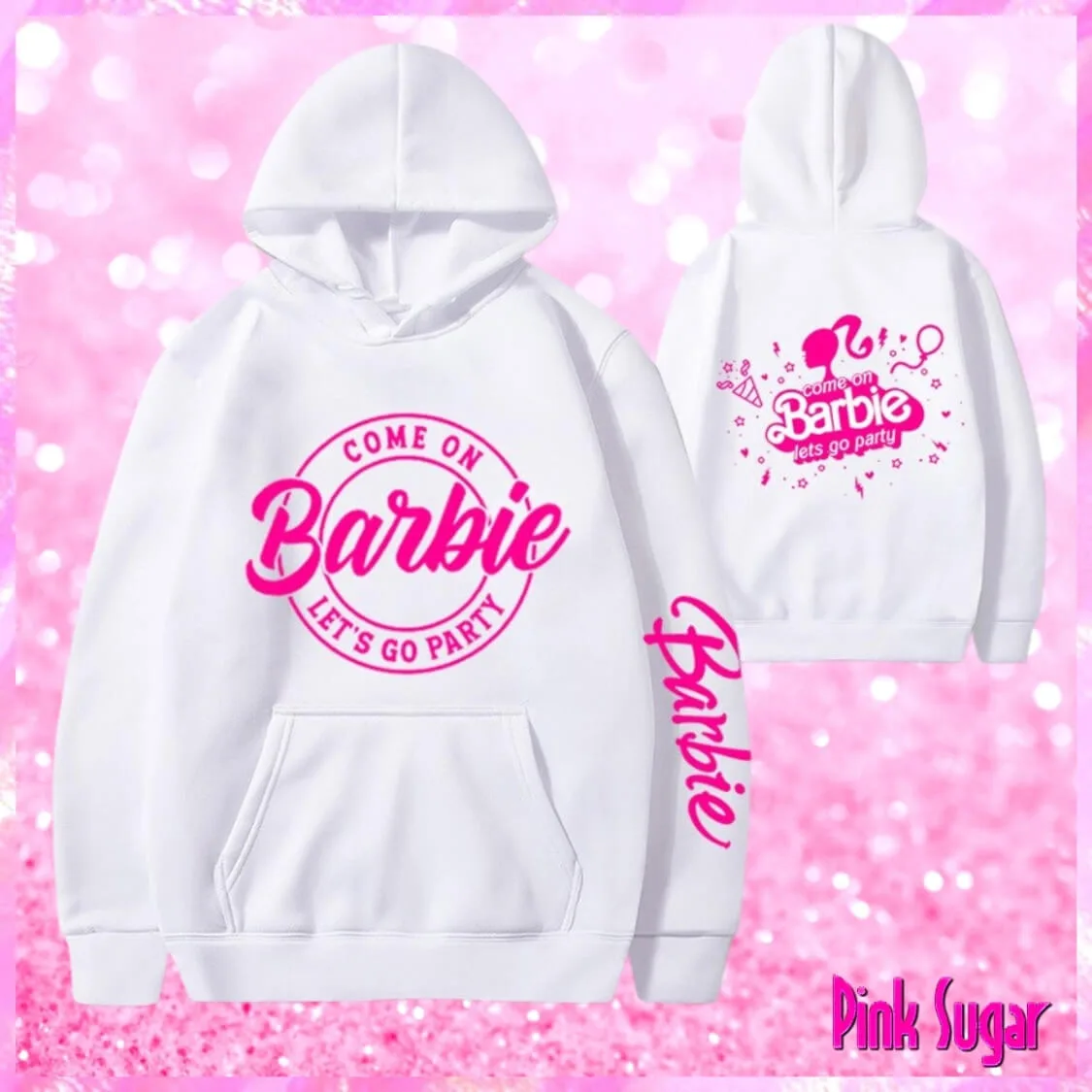White Fleece Barbie Hoodie
