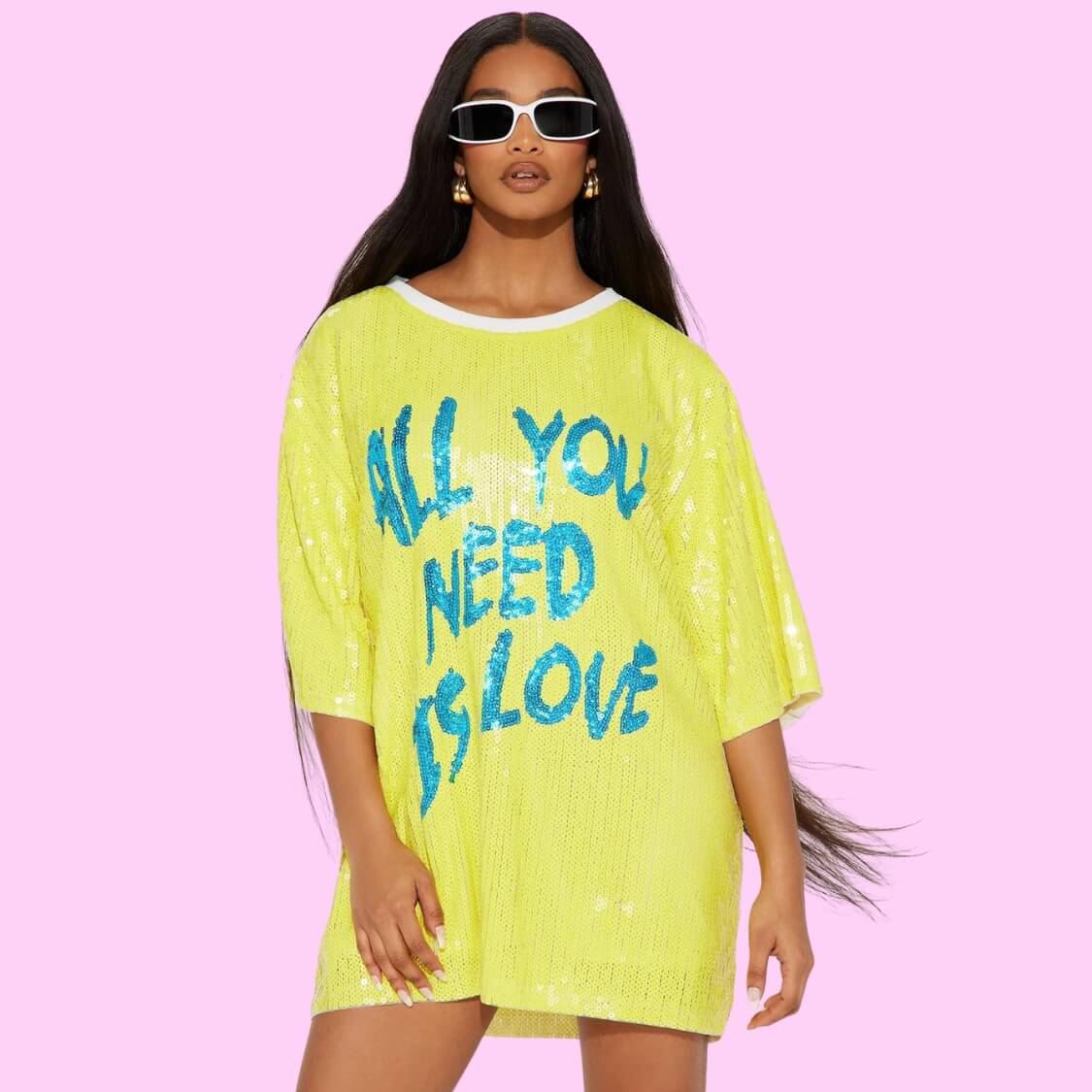 All You Need Is Love Sequin T-Shirt Dress 