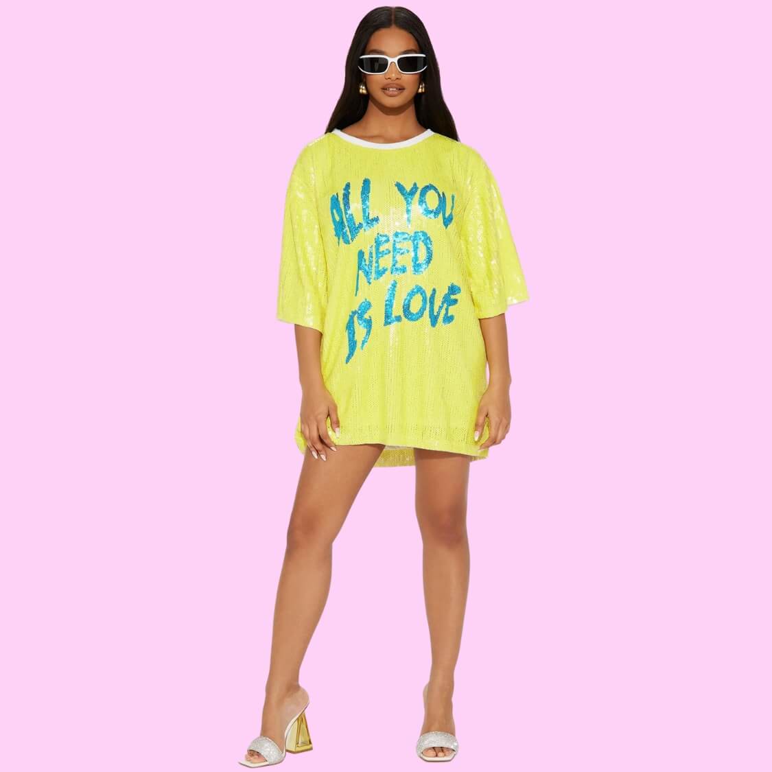 All You Need Is Love Sequin T-Shirt Dress 