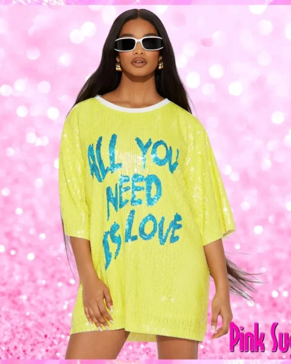All You Need Is Love Sequin T-Shirt Dress