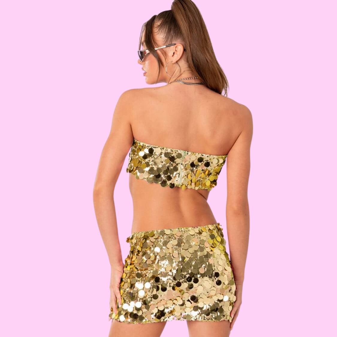 Bandeau Top Mini Skirt Set