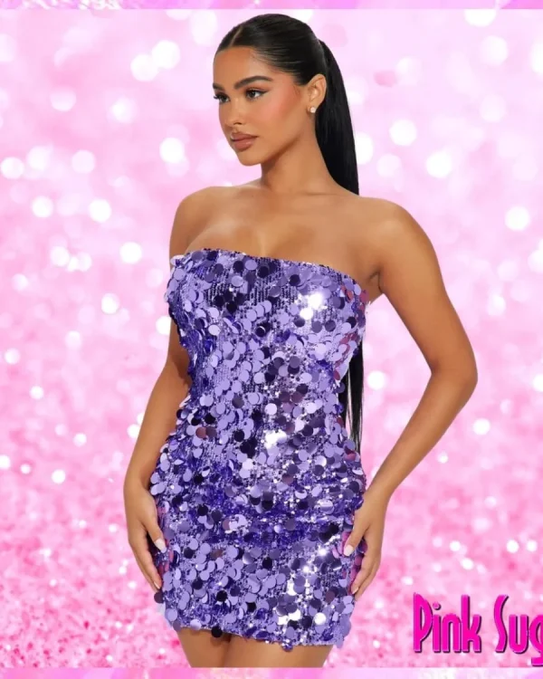 Bardot Sequin Mini Dress Purple
