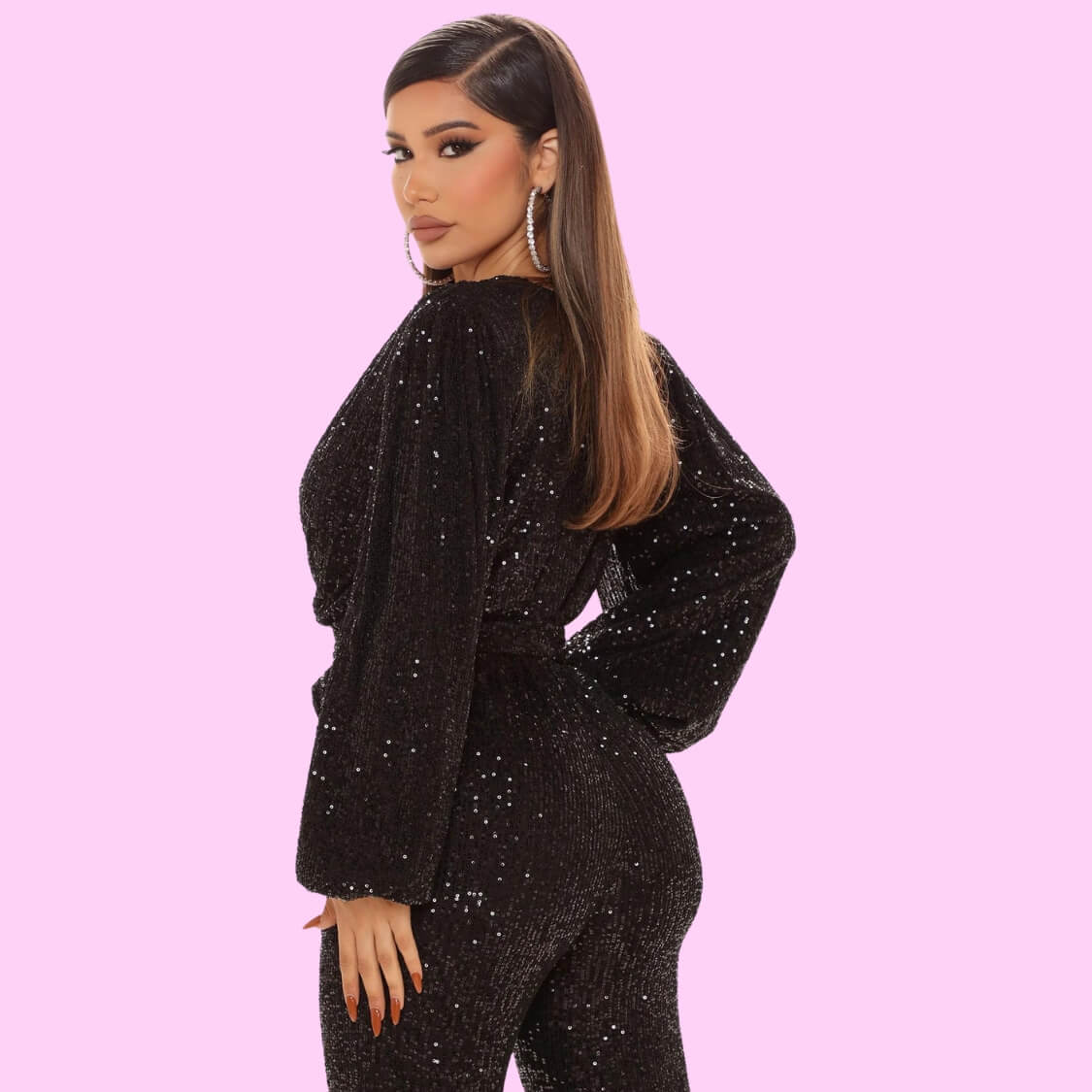 Belted Sequin Jumpsuit