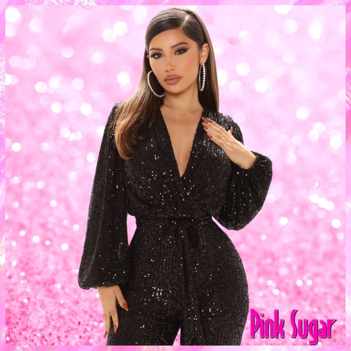Belted Sequin Jumpsuit