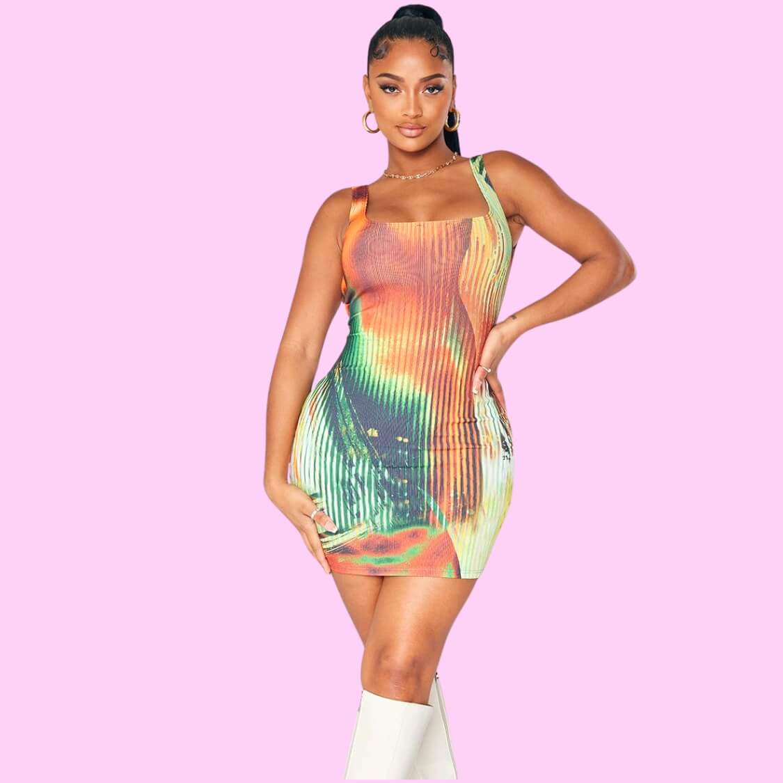 Multi Body Print Bodycon Dress