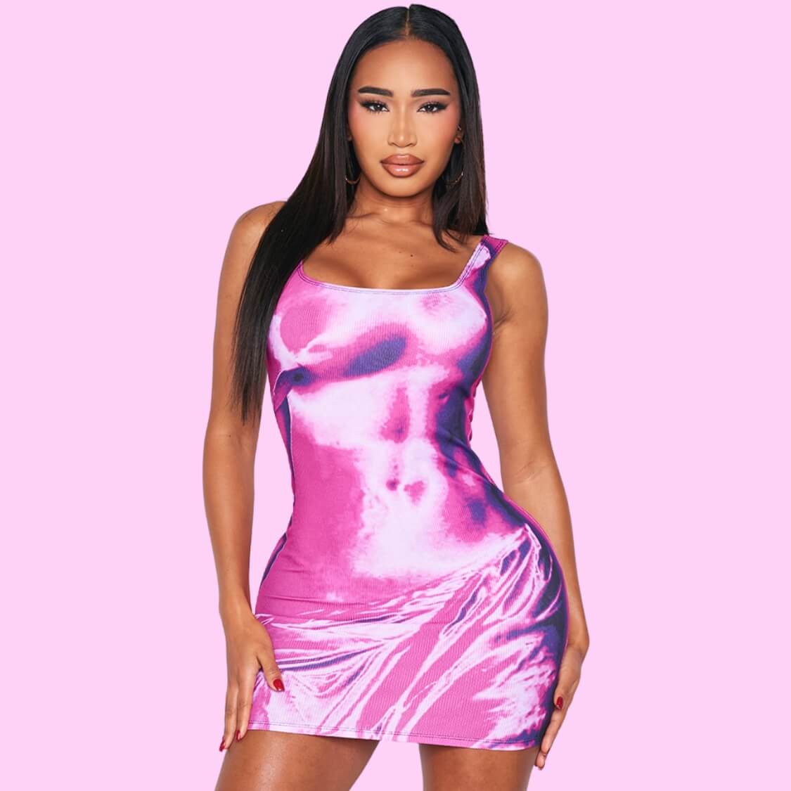 Body Print Bodycon Dress