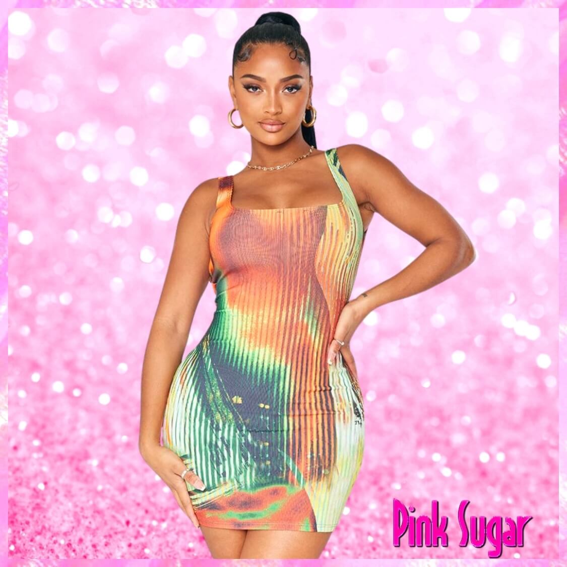 Multi Body Print Bodycon Dress