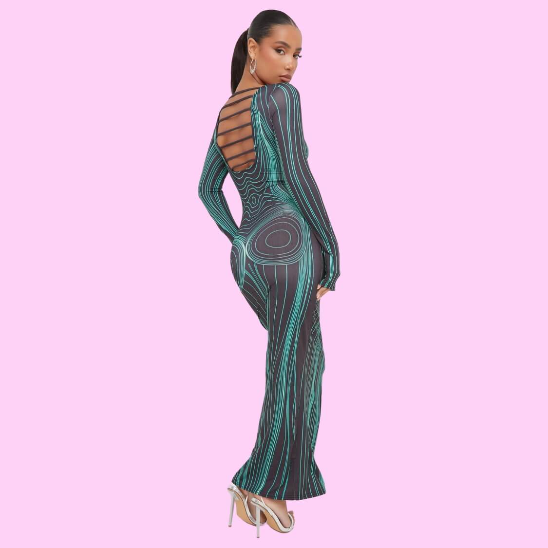 Body Print Bodycon Maxi Dress
