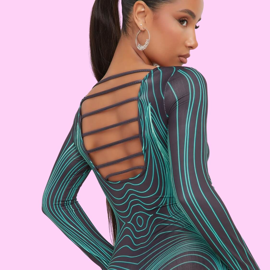 Body Print Bodycon Maxi Dress