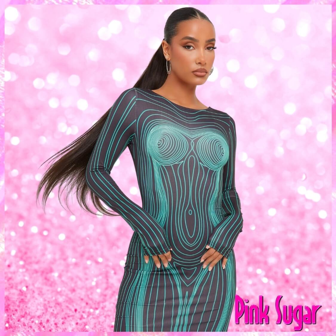 Body Print Bodycon Maxi Dress