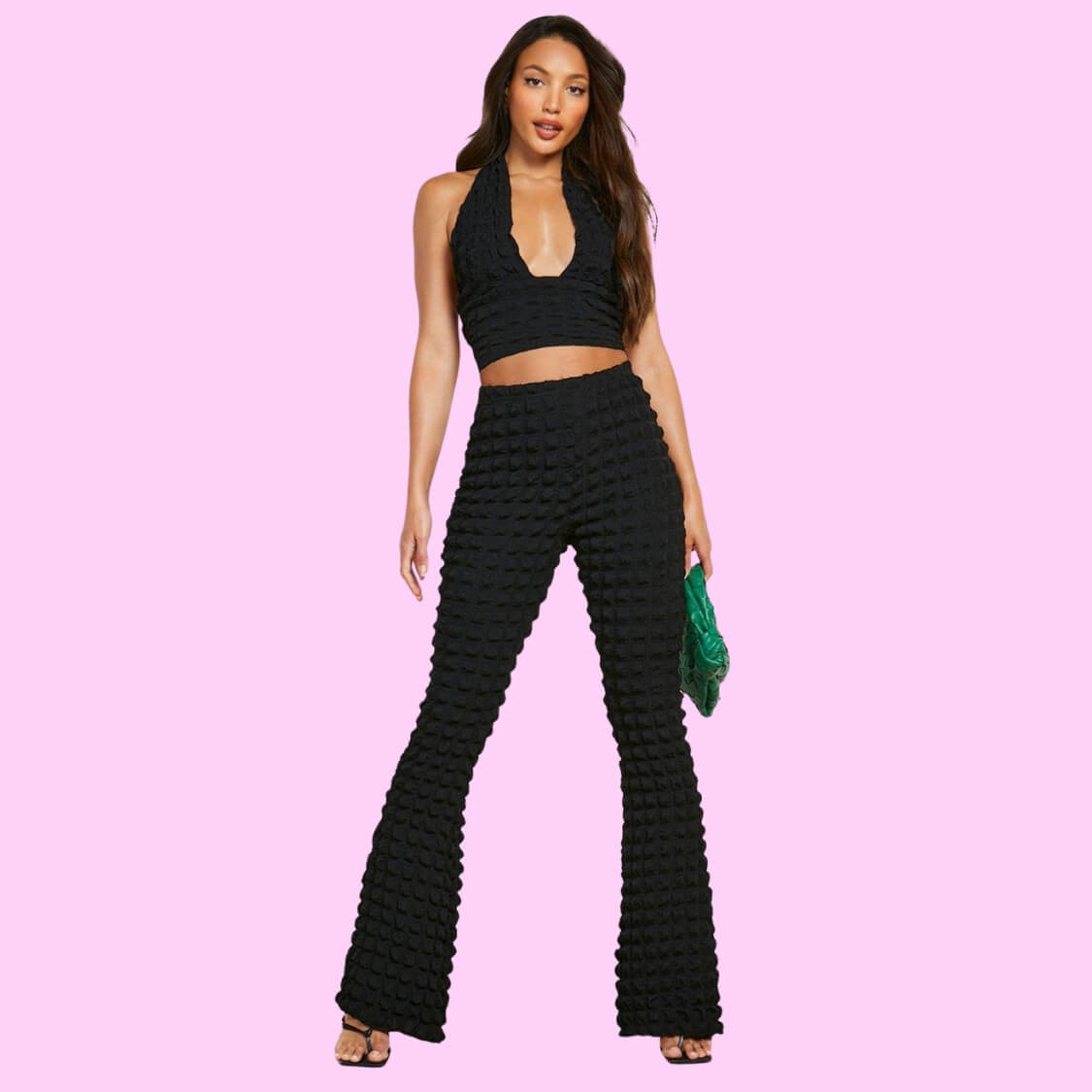 Bubble Jersey Flare Pants Set 