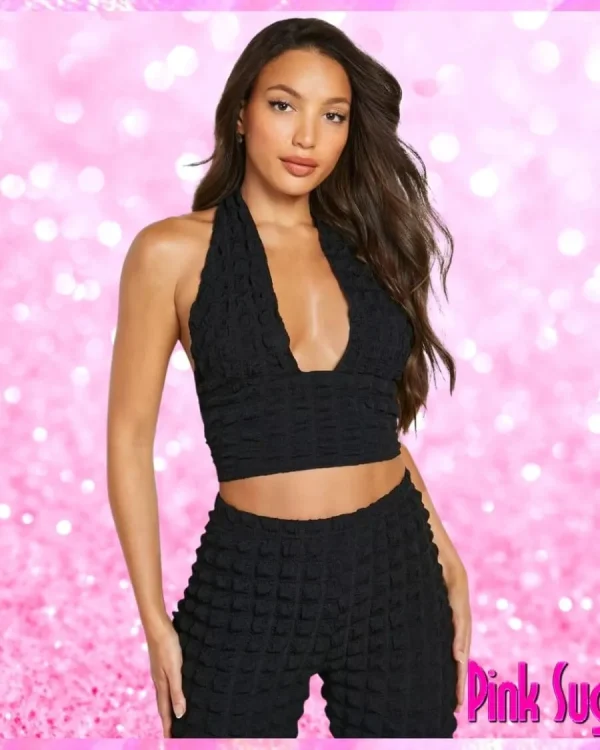 Bubble Jersey Flare Pants Set