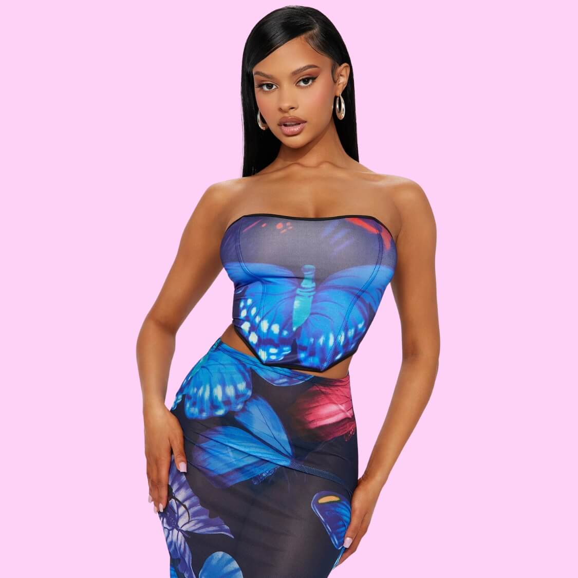 Crop Top Midi Skirt Set