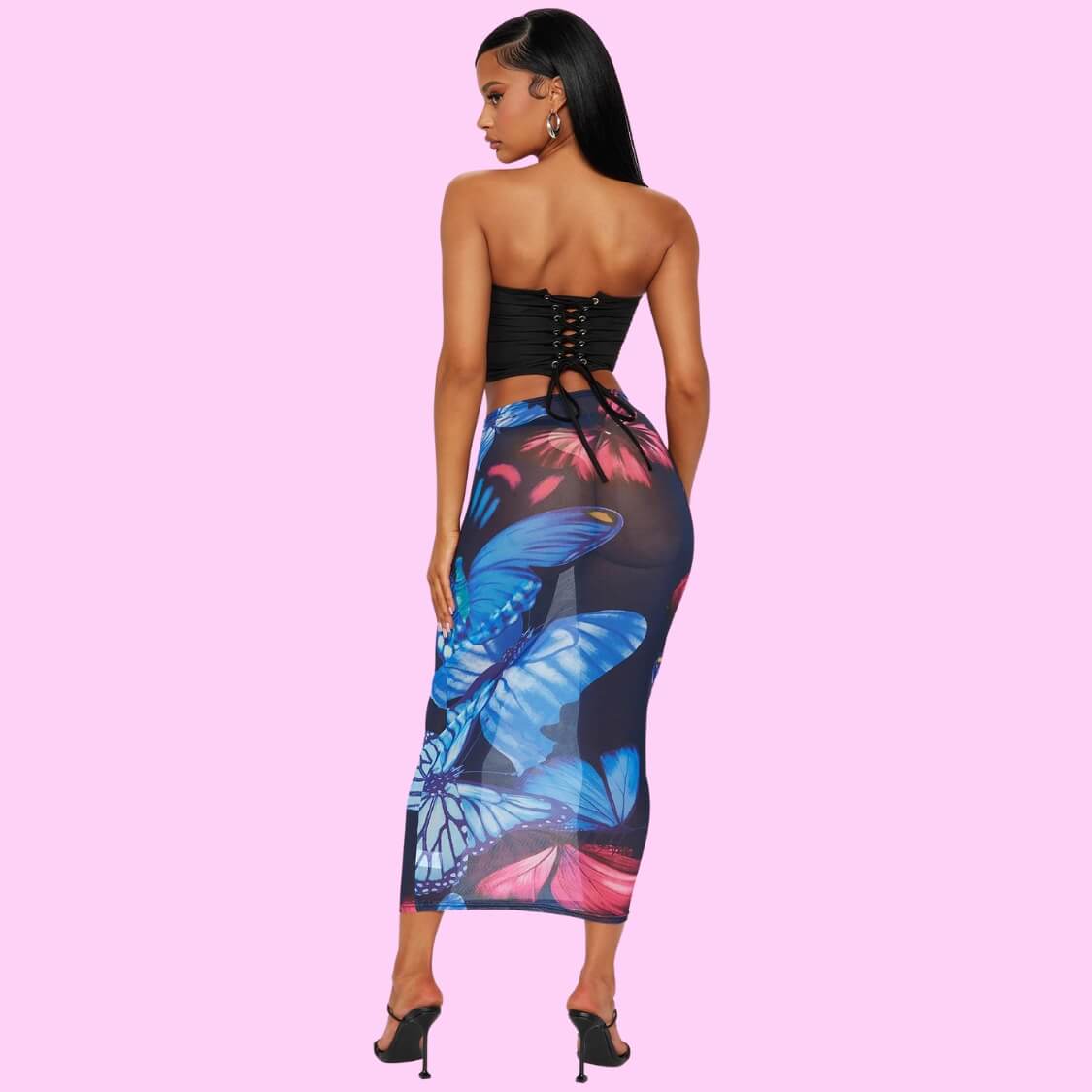 Crop Top Midi Skirt Set