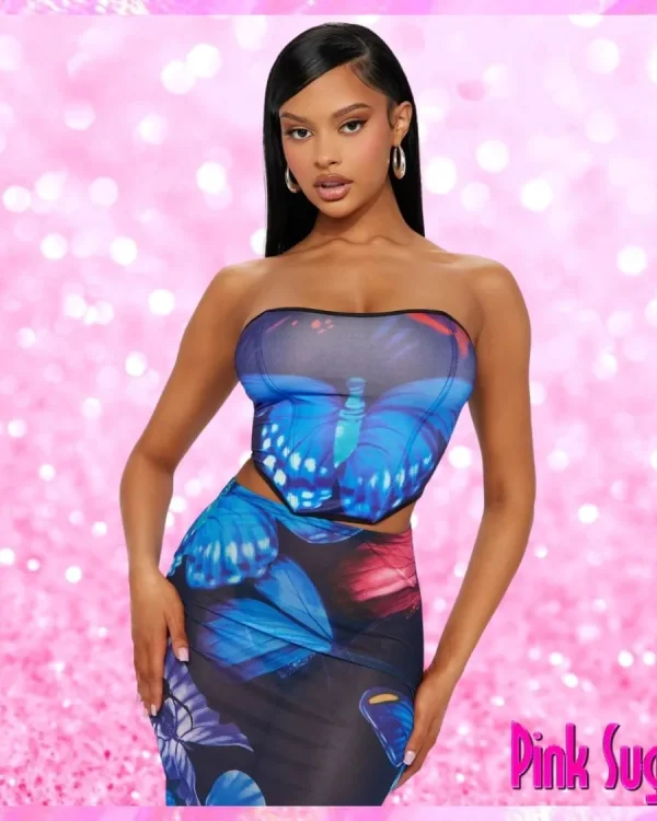 Crop Top Midi Skirt Set