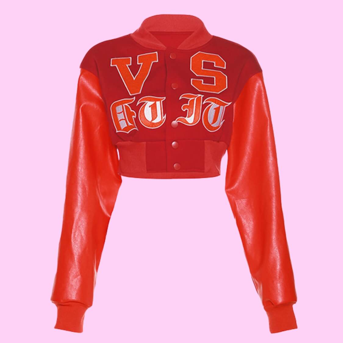 Cropped Embroidered Bomber Jacket