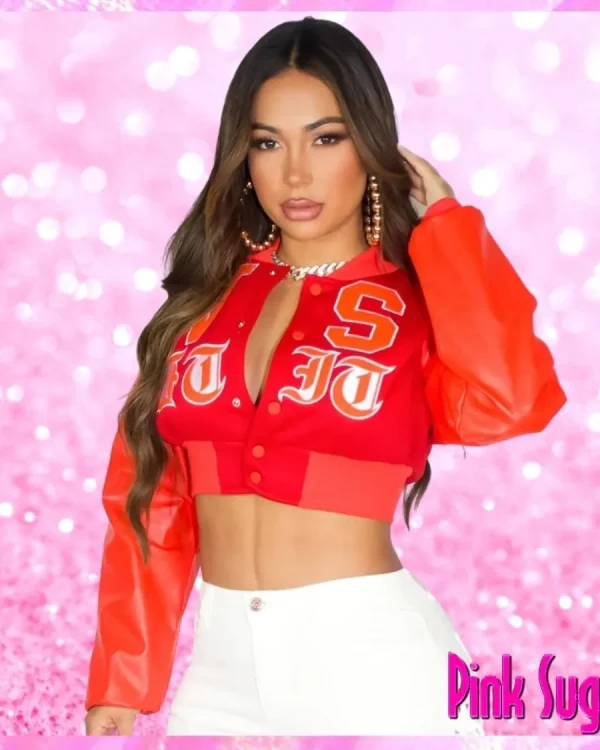 Cropped Embroidered Bomber Jacket