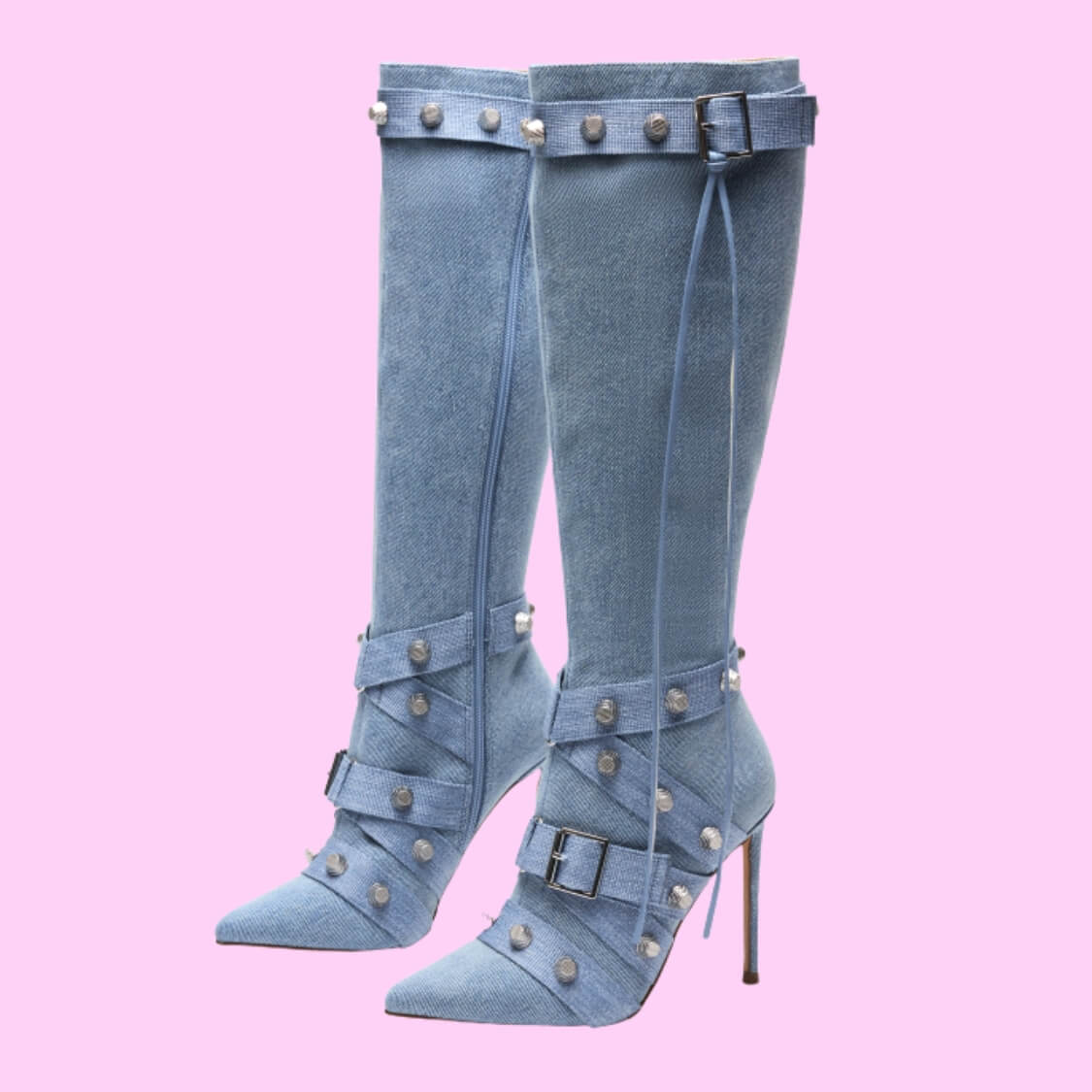 Denim Calf Boots