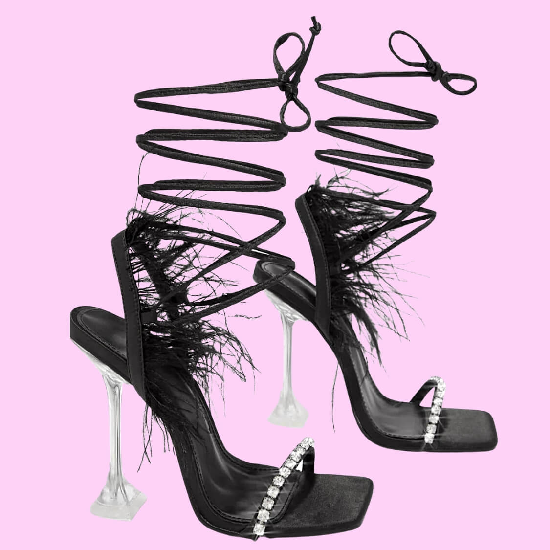 Diamante Feather Heels
