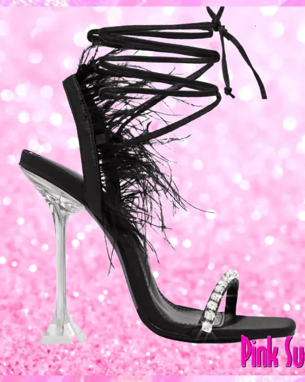 Diamante Feather Heels
